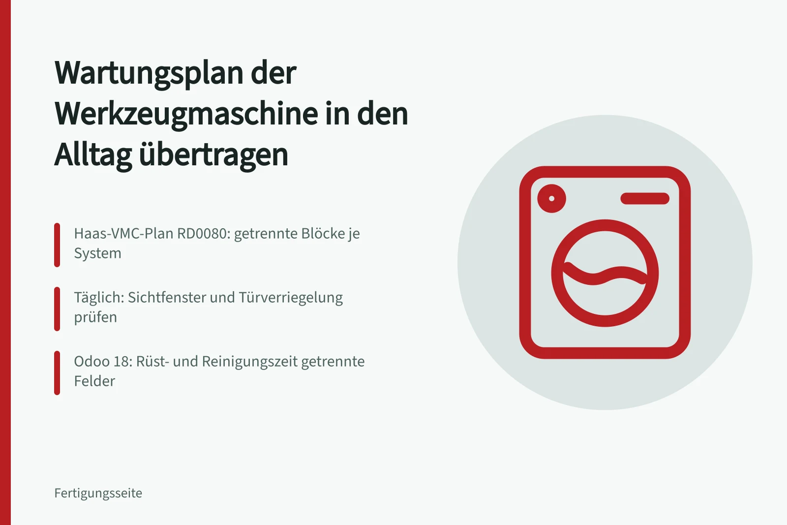 Wartungsplan einer Werkzeugmaschine in den Alltag übertragen