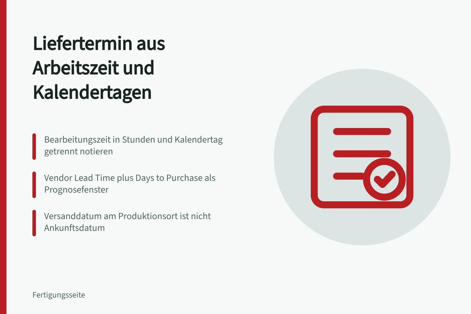 Karte zu Lieferterminen aus Arbeitsstunden, Kalendertagen und Pufferzeiten